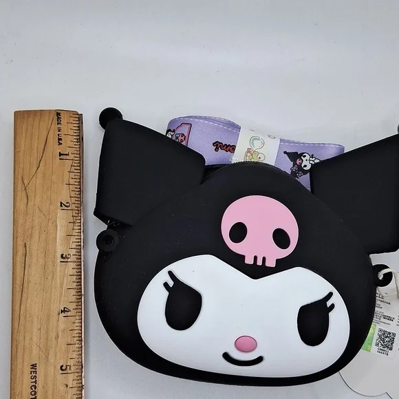 Black kuromi silicone purse shoulder bag pink skull - Picture 7 of 8